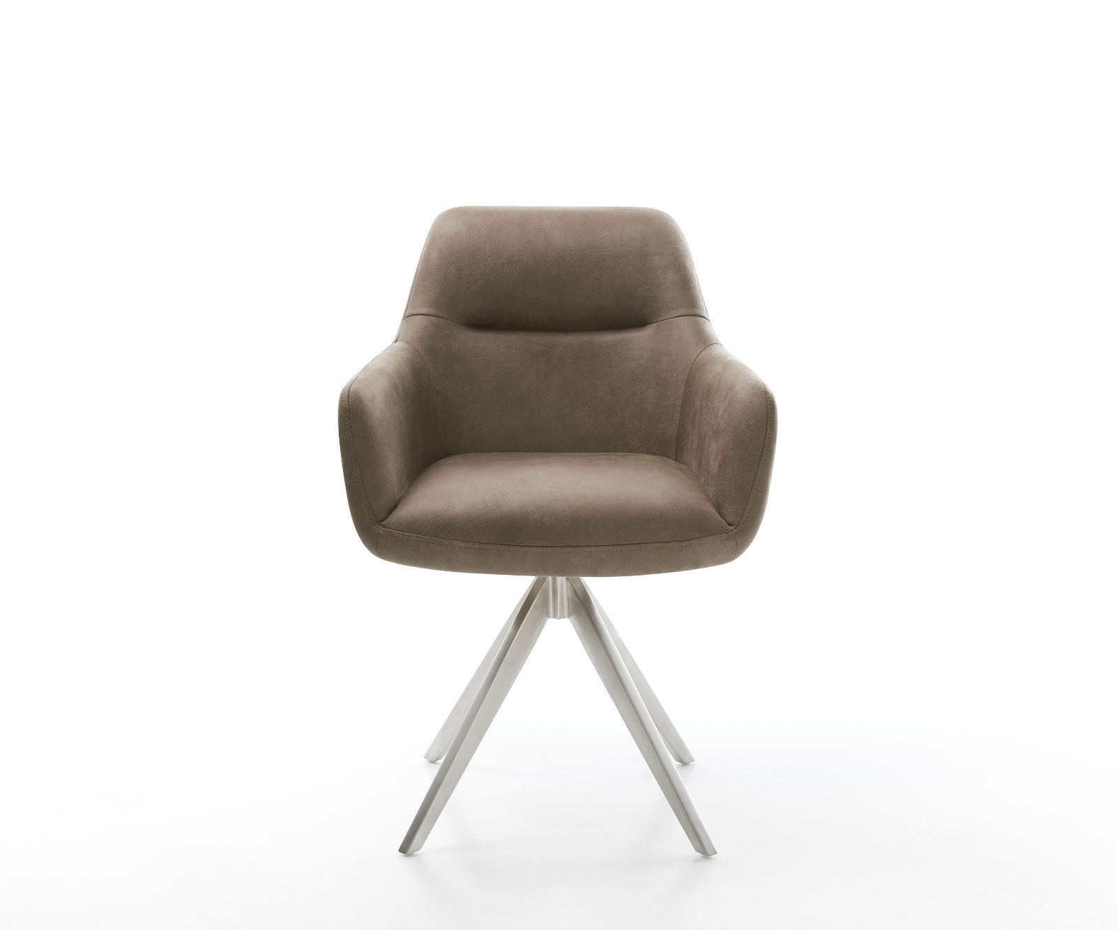 Jedálenská stolička Pejo-Flex mikrovlákno taupe vintage krížová podstava hranatá nerezová oceľ vrecková pružina - Image 2