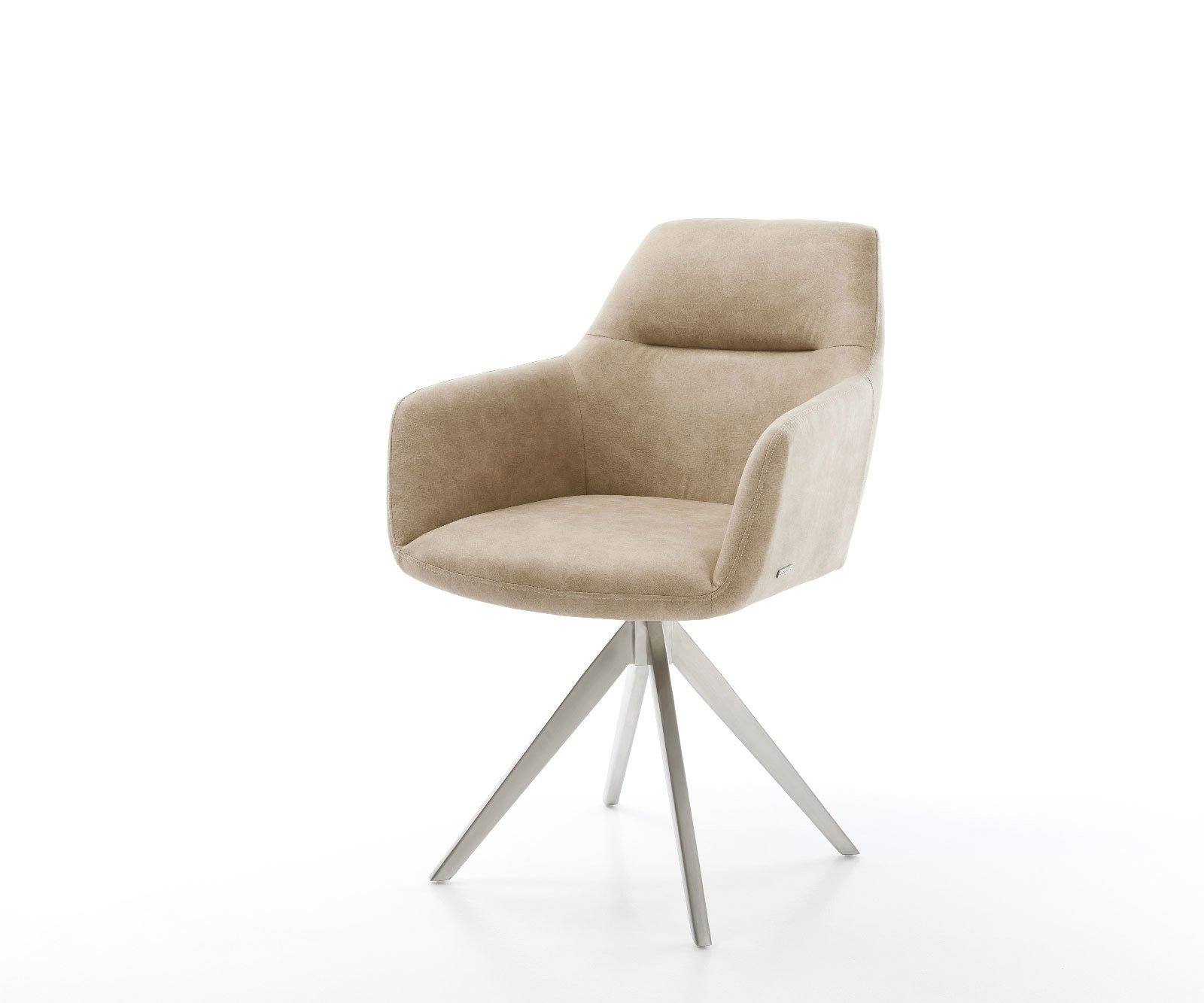 Jedálenská stolička Pejo-Flex mikrovlákno béžová vintage krížová podstava hranatá nerezová oceľ vrecková pružina