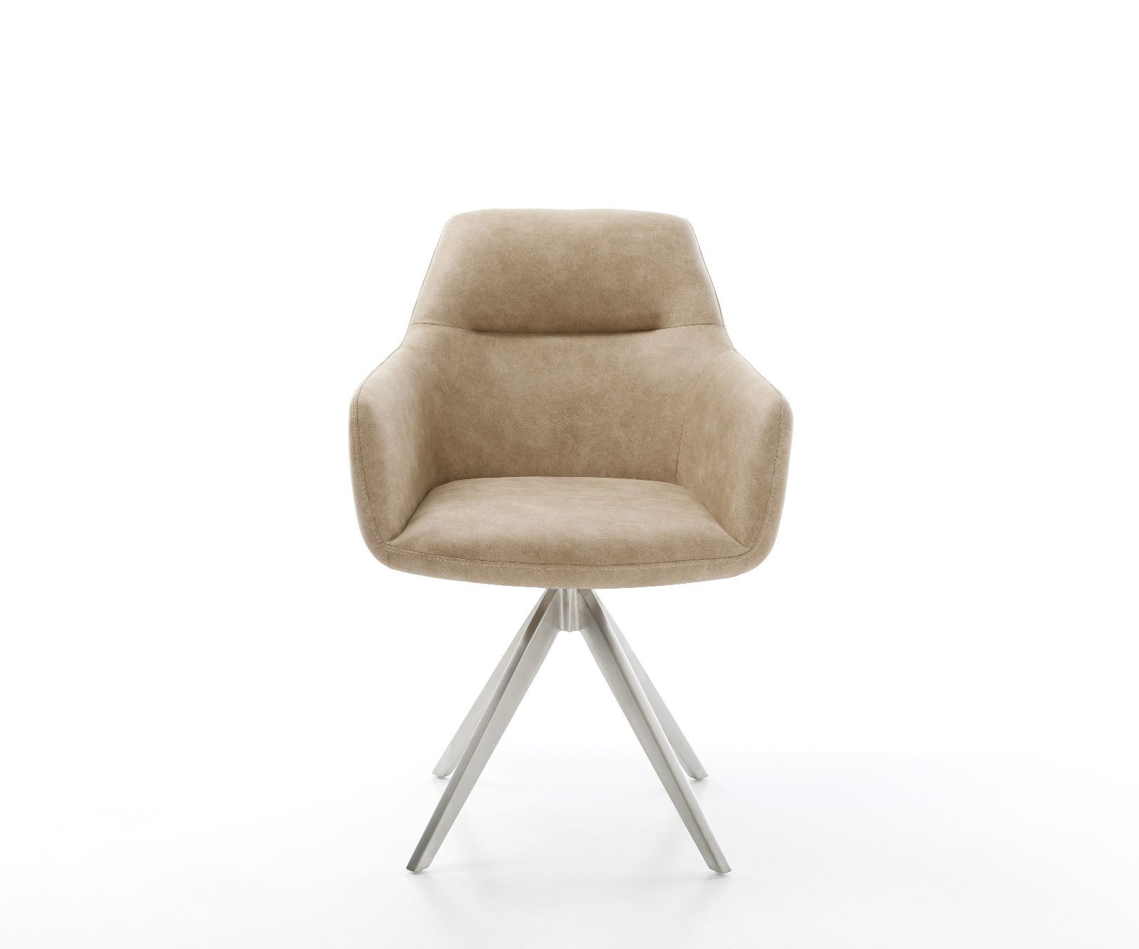 Jedálenská stolička Pejo-Flex mikrovlákno béžová vintage krížová podstava hranatá nerezová oceľ vrecková pružina - Image 2