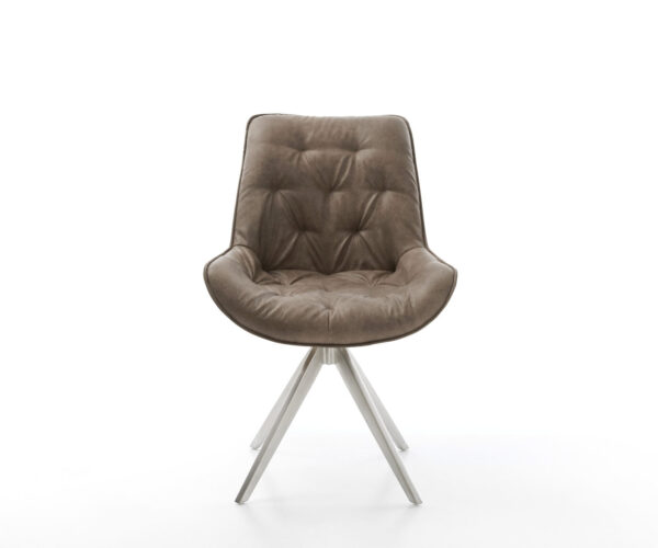 Otočná stolička Taimi-Flex taupe vintage krížová základňa štvorcová z nerezovej ocele - Image 2