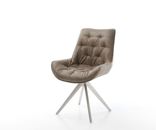 Otočná stolička Taimi-Flex taupe vintage krížová základňa štvorcová z nerezovej ocele
