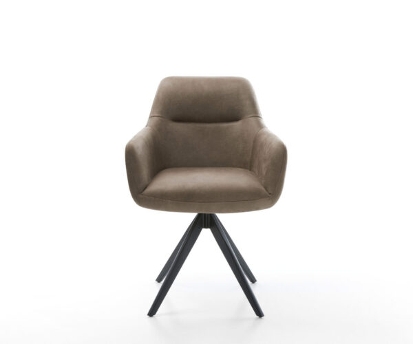 Jedálenská stolička Pejo-Flex mikrovlákno taupe vintage krížová podstava hranatá čierna vrecková pružina - Image 2