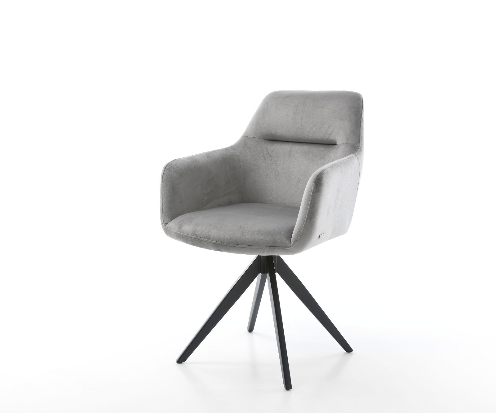 Jedálenská stolička Pejo-Flex zamat sivá krížová podstava hranatá čierna vrecková pružina