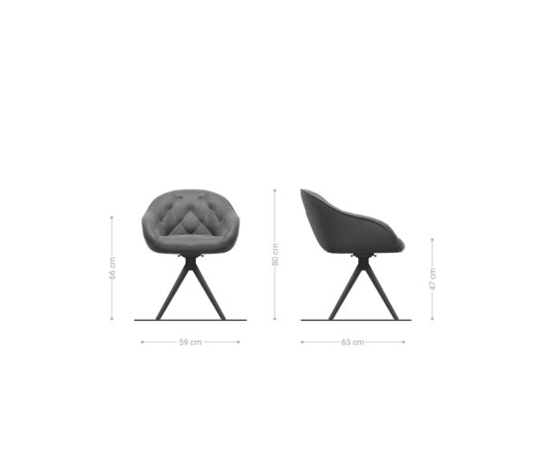 Otočná stolička Gaio-Flex taupe vintage krížová základňa štvorcová čierna - Image 6