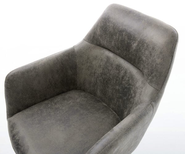 Jedálenská stolička Pejo-Flex mikrovlákno sivá vintage jedálenská stolička okrúhla nerezová oceľ vrecková pružina - Image 4
