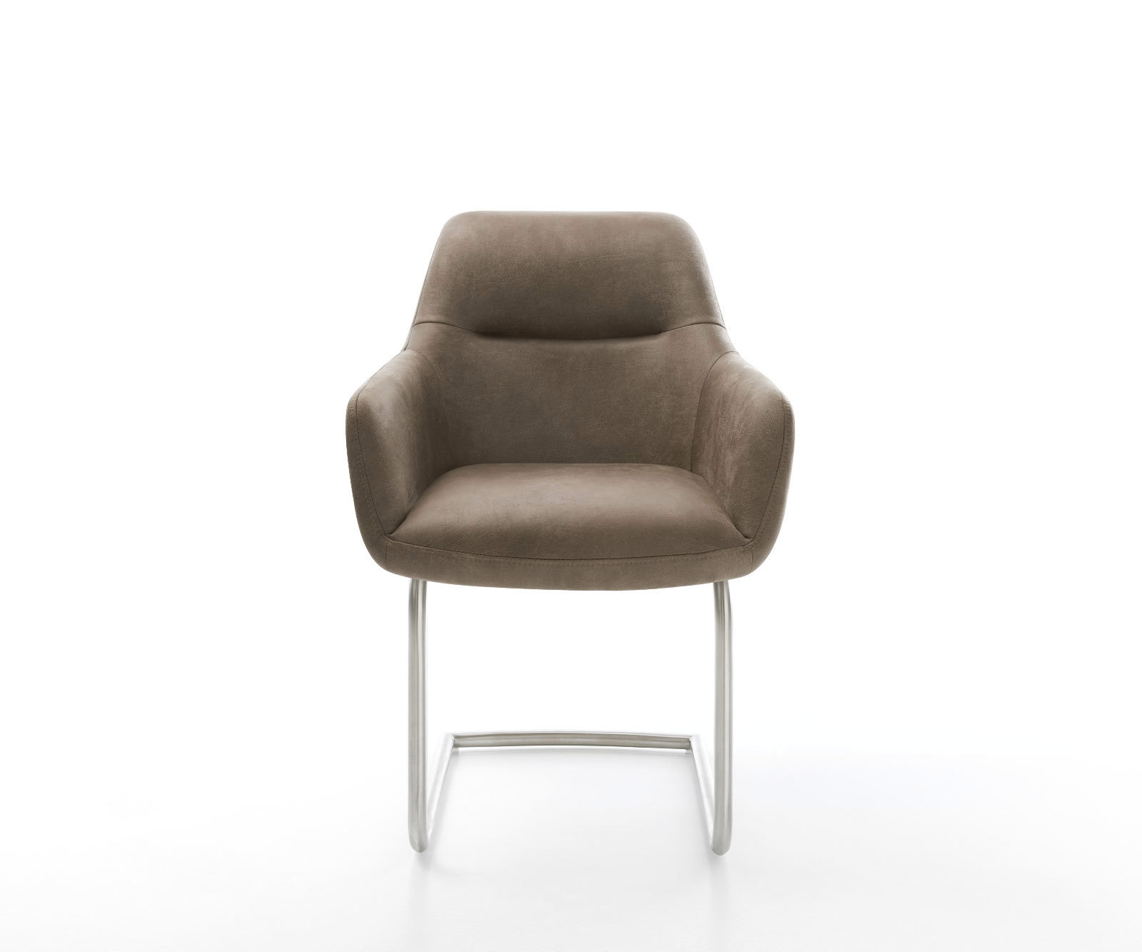 Jedálenská stolička Pejo-Flex mikrovlákno taupe vintage jedálenská stolička okrúhla nerezová oceľ vrecková pružina - Image 2