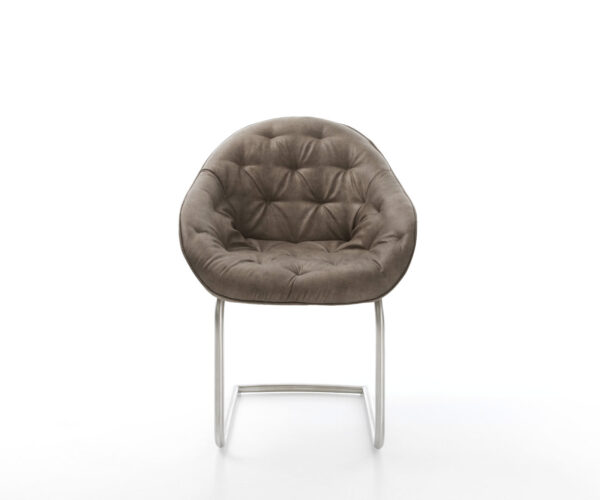 Jedálenská stolička Gaio-Flex taupe vintage konzolová základňa okrúhla z nehrdzavejúcej ocele - Image 2