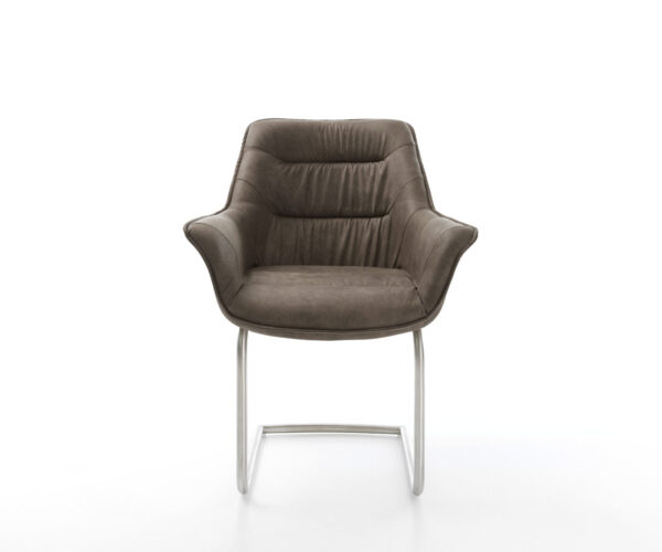 Jedálenská stolička Kaira-Flex taupe vintage konzolová základňa okrúhla z nehrdzavejúcej ocele - Image 2