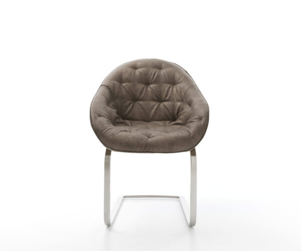 Jedálenská stolička Gaio-Flex taupe vintage konzolová základňa plochá nerezová oceľ - Image 2