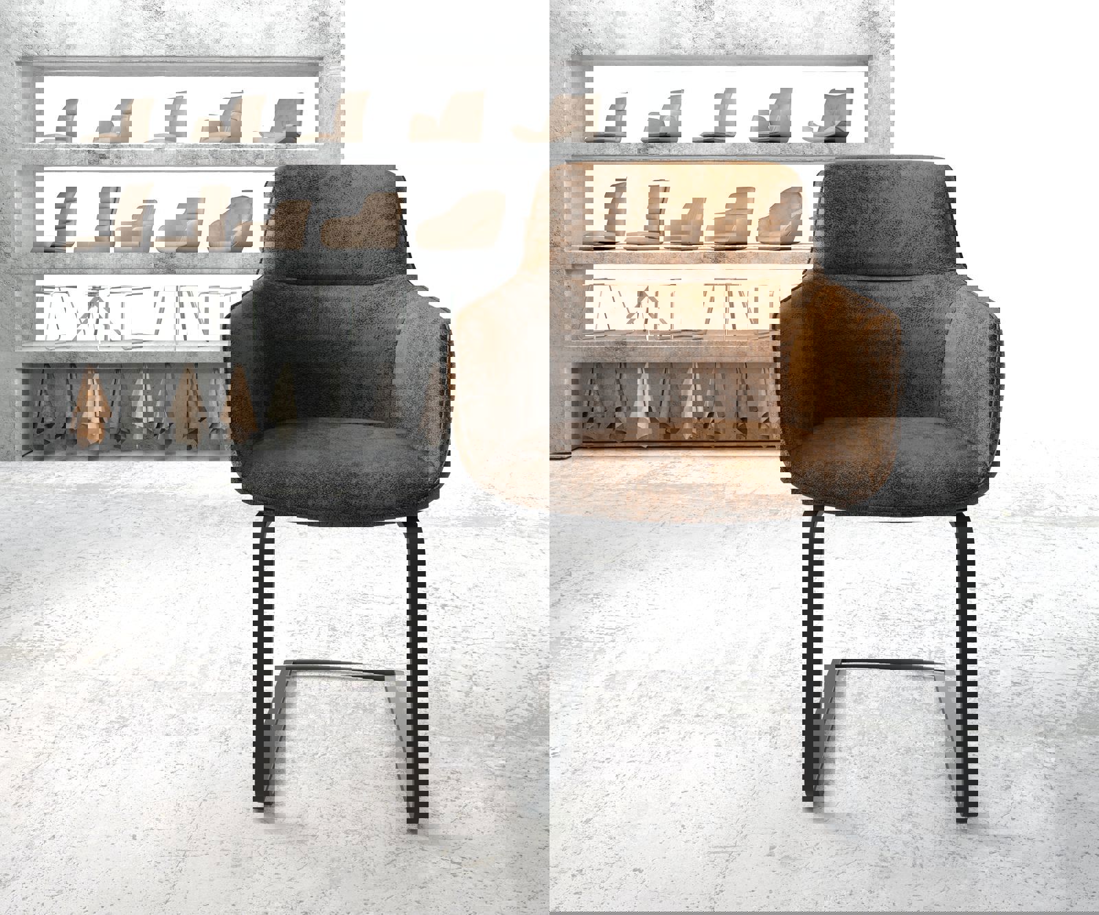 Jedálenská stolička Pejo-Flex hnedá vintage jedálenská stolička plochá čierna - Image 2