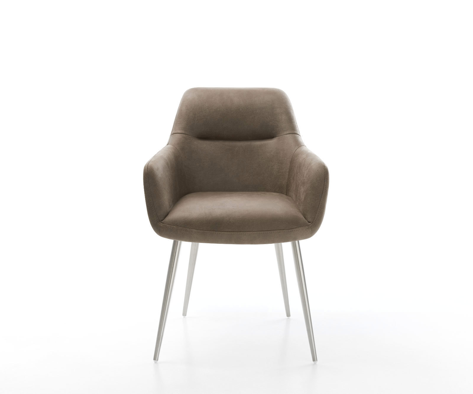 Jedálenská stolička Pejo-Flex mikrovlákno taupe vintage 4-nohá zúžená nerezová oceľ vrecková pružina - Image 2