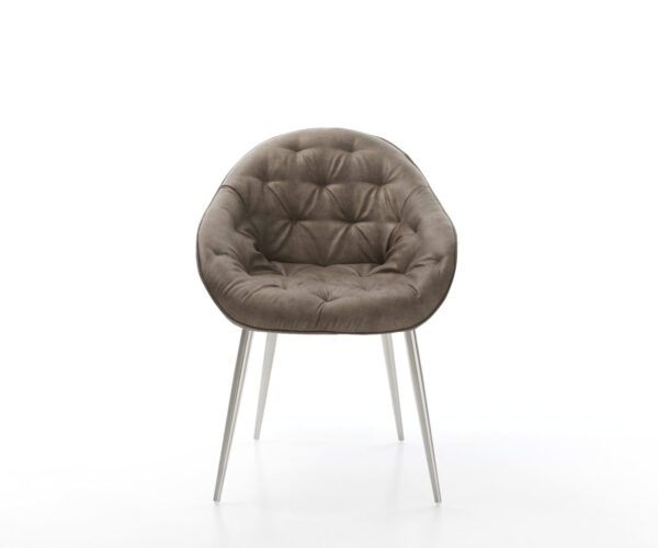 Jedálenská stolička Gaio-Flex taupe vintage kužeľová podnož z nehrdzavejúcej ocele - Image 2
