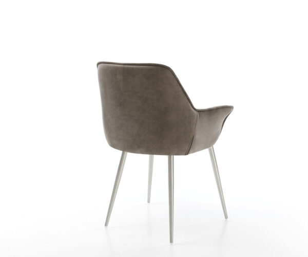 Jedálenská stolička Kaira-Flex mikrovlákno taupe vintage 4-nohá zúžená nerezová oceľ - Image 5
