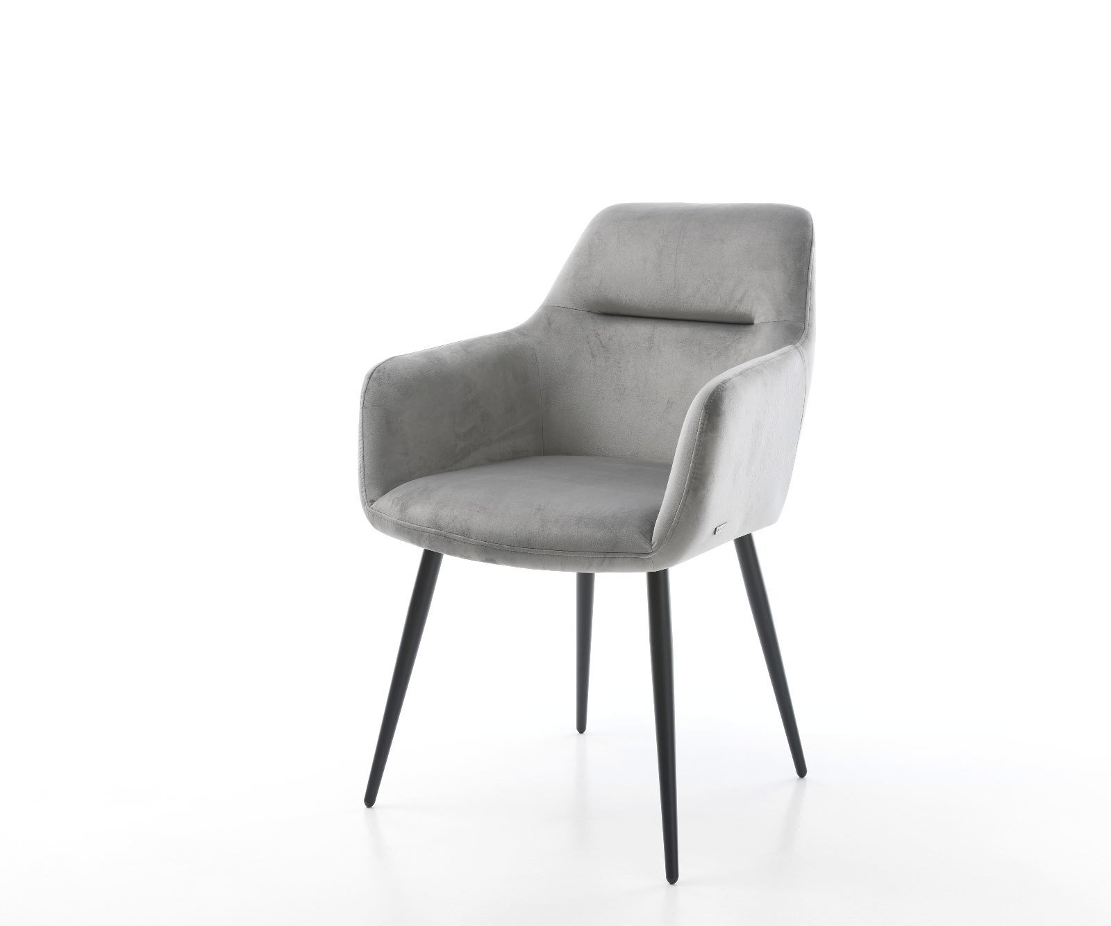 Jedálenská stolička Pejo-Flex zamat sivá 4-nohá zúžená čierna vrecková pružina