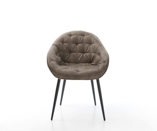 Jedálenská stolička Gaio-Flex mikrovlákno taupe vintage 4-nohá zúžená čierna - Image 2