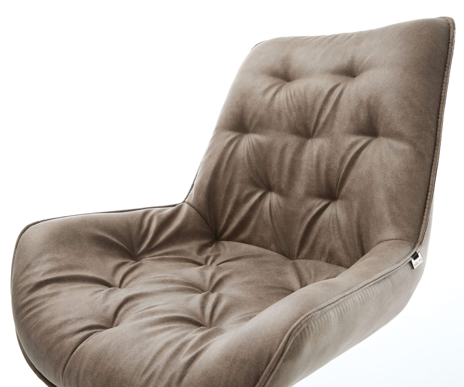 Jedálenská stolička Taimi-Flex mikrovlákno taupe vintage 4-nohá zúžená čierna - Image 4