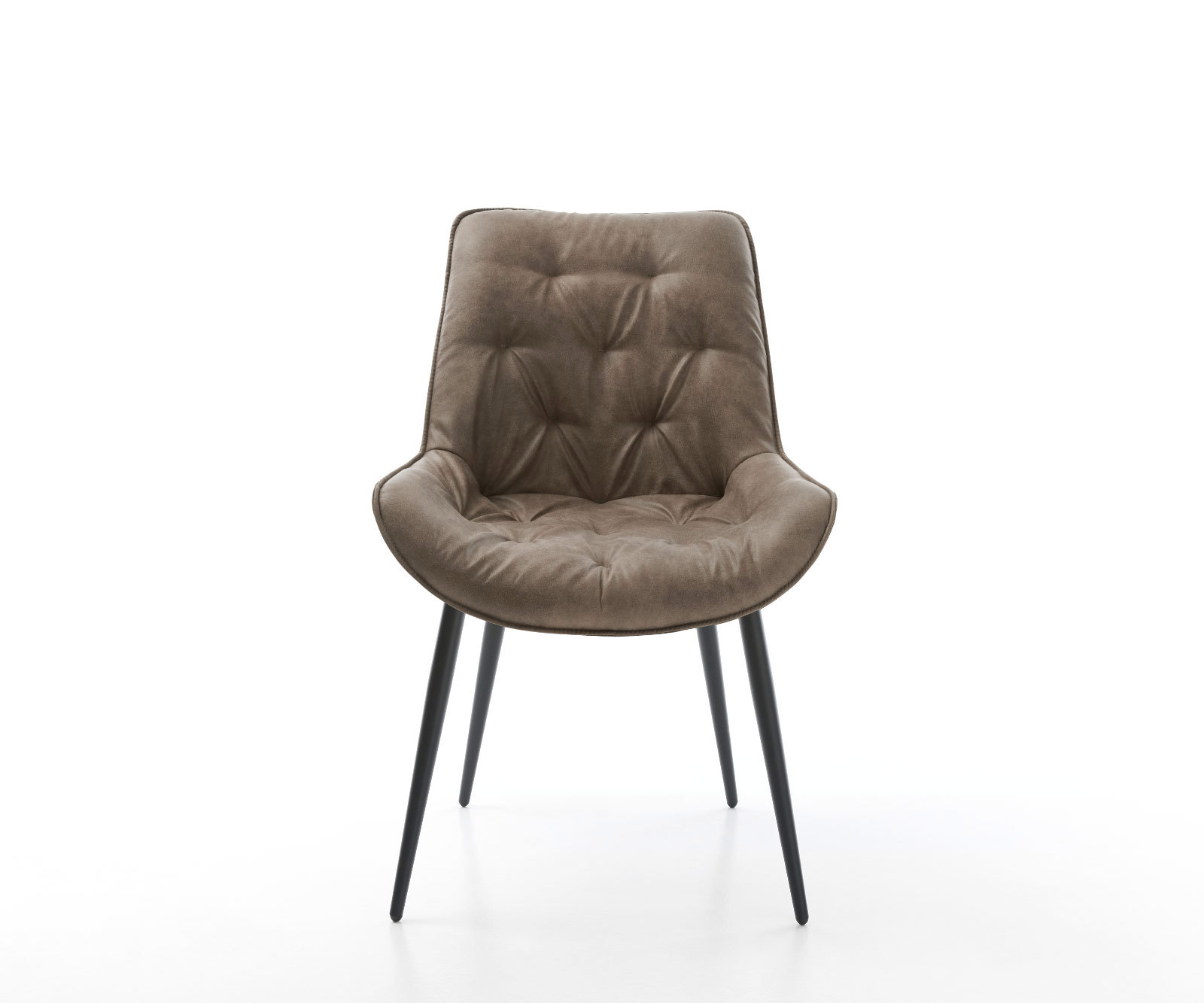 Jedálenská stolička Taimi-Flex mikrovlákno taupe vintage 4-nohá zúžená čierna - Image 2