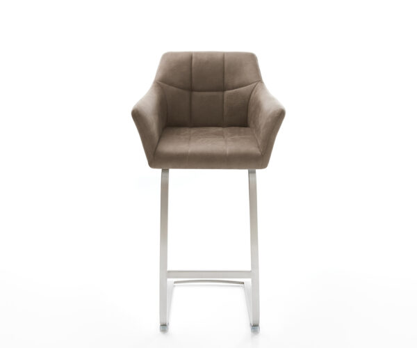 Yulo-Flex barová stolička vintage taupe konzolová základňa plochá nerezová oceľ - Image 2