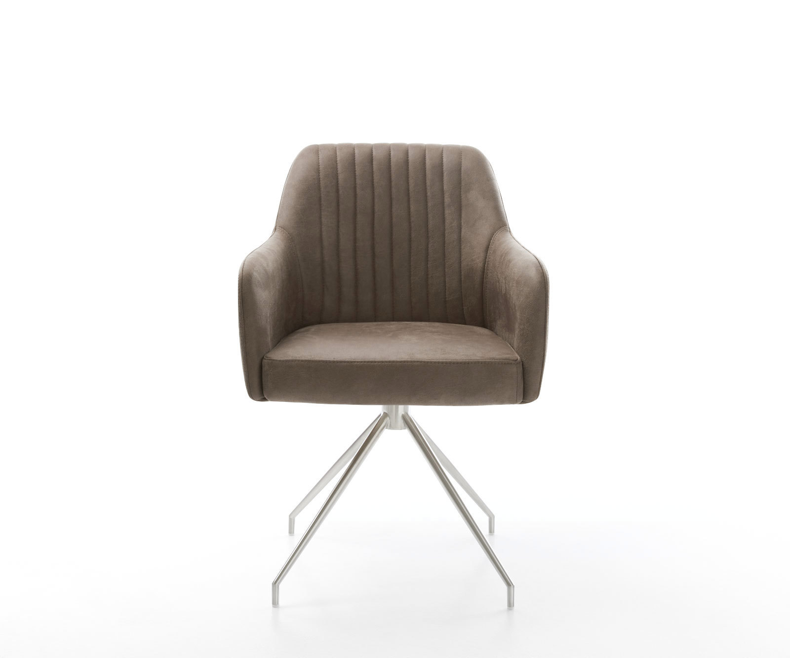 Jedálenská stolička Greg-Flex mikrovlákno taupe vintage krížová podstava zúžená nerezová oceľ vrecková pružina - Image 2