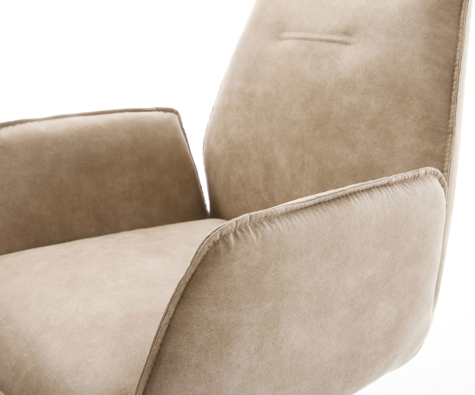 Jedálenská stolička Zoa-Flex mikrovlákno béžová vintage krížová podstava zúžená nerezová oceľ vrecková pružina - Image 4