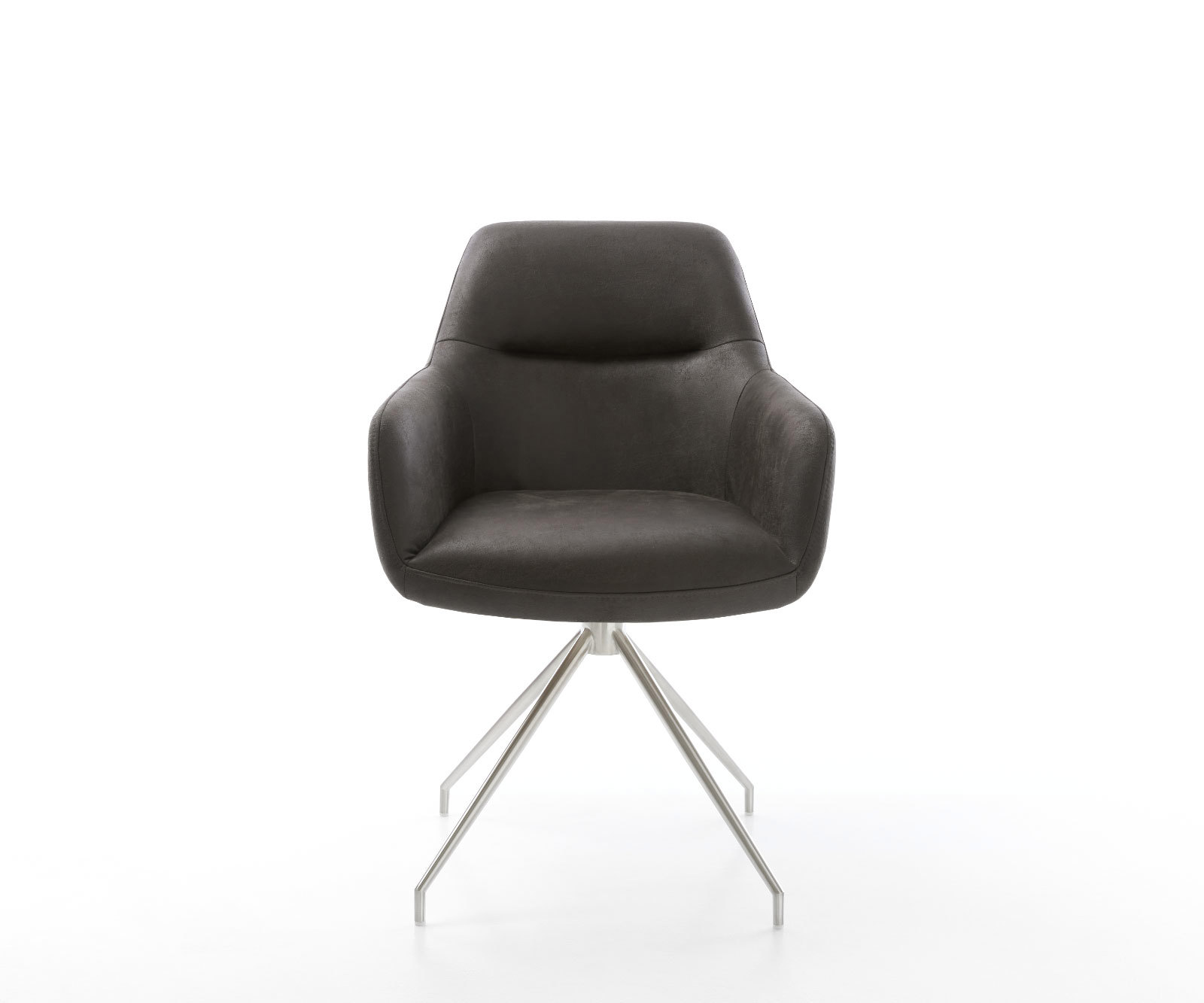 Jedálenská stolička Pejo-Flex mikrovlákno antracitová vintage krížová podstava zúžená nerezová oceľ vrecková pružina - Image 2