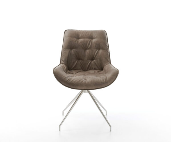 Otočná stolička Taimi-Flex taupe vintage krížová základňa zúžená z nerezovej ocele - Image 2