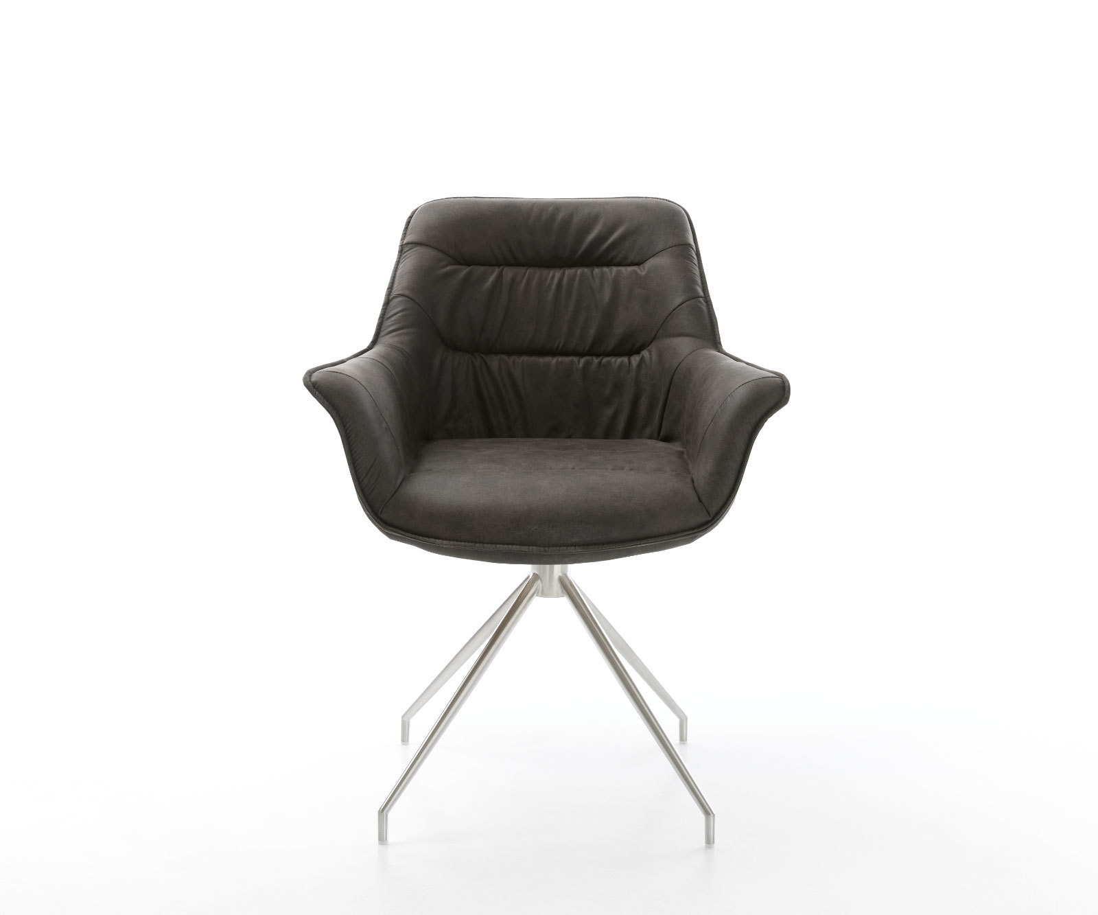 Jedálenská stolička Kaira-Flex mikrovlákno antracitová vintage krížová podstava zúžená nerezová oceľ - Image 2