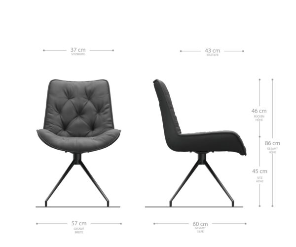 Taimi-Flex otočná stolička taupe vintage krížová základňa zúžená čierna - Image 6