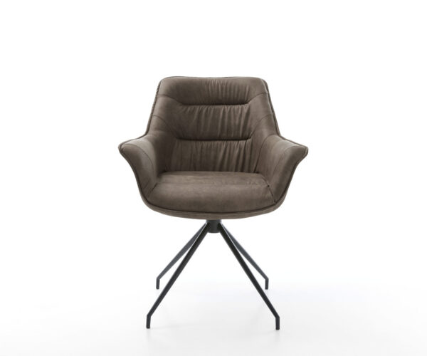 Kaira-Flex otočná stolička taupe vintage krížová základňa zúžená čierna - Image 2