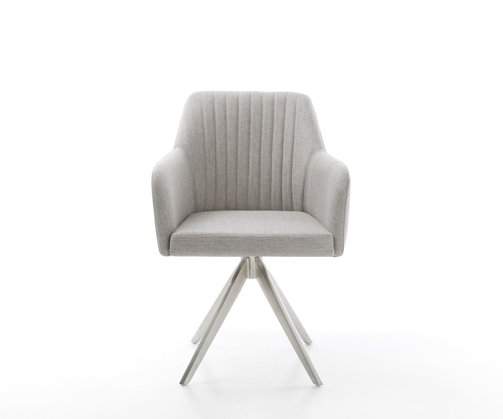 Jedálenská stolička Greg-Flex pruhy svetlosivá krížová podstava hranatá nerezová oceľ vrecková pružina - Image 2