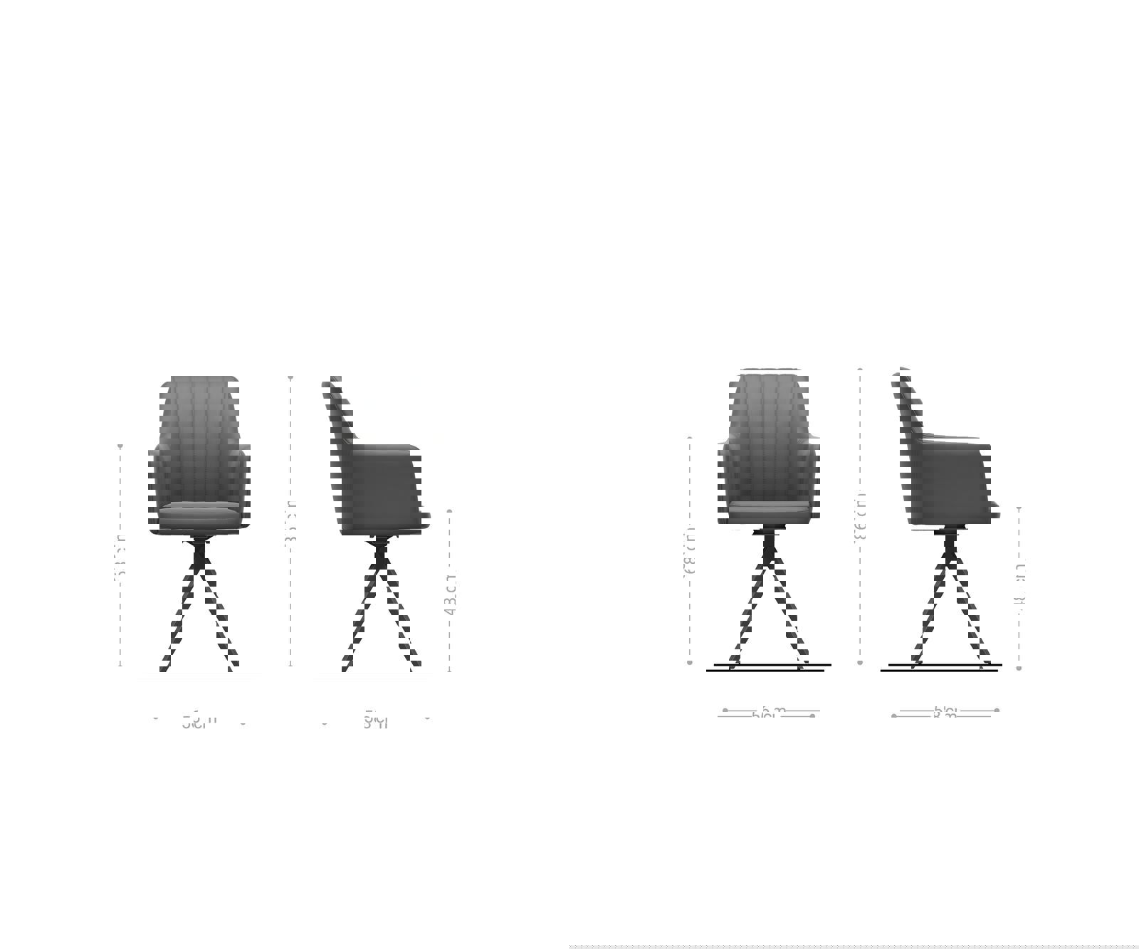 Jedálenská stolička Greg-Flex pruhy svetlosivá krížová podstava hranatá nerezová oceľ vrecková pružina - Image 6