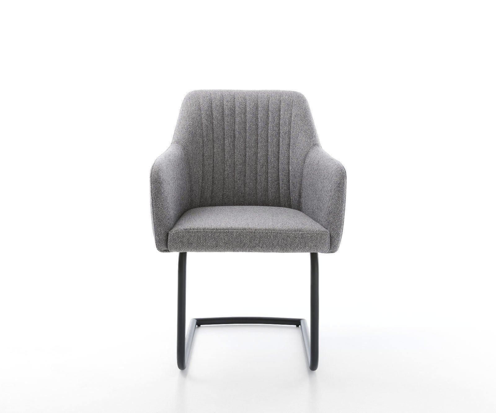 Jedálenská stolička Greg-Flex štruktúrovaná látka svetlosivá jedálenská stolička okrúhla čierna vrecková pružina - Image 2