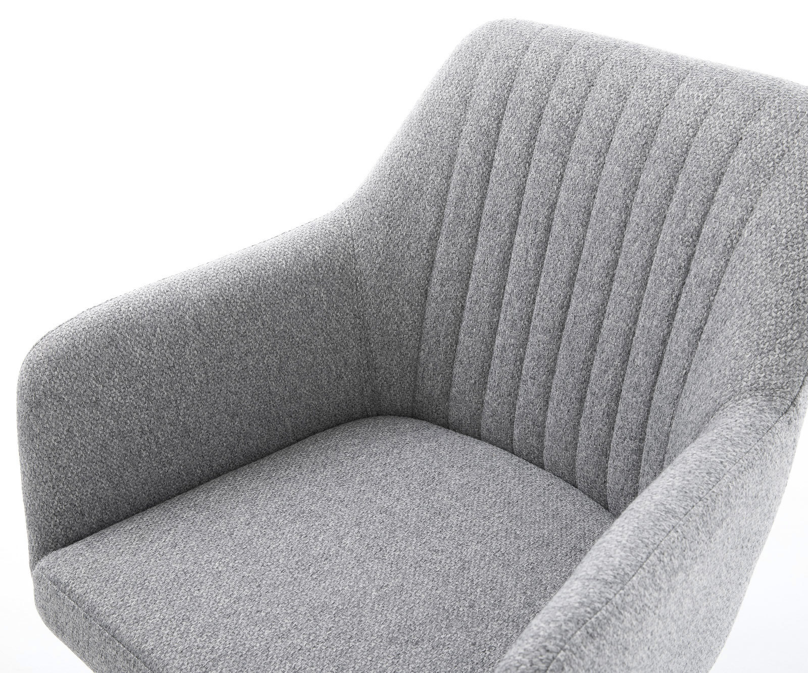 Jedálenská stolička Greg-Flex štruktúrovaná látka svetlosivá jedálenská stolička okrúhla čierna vrecková pružina - Image 4