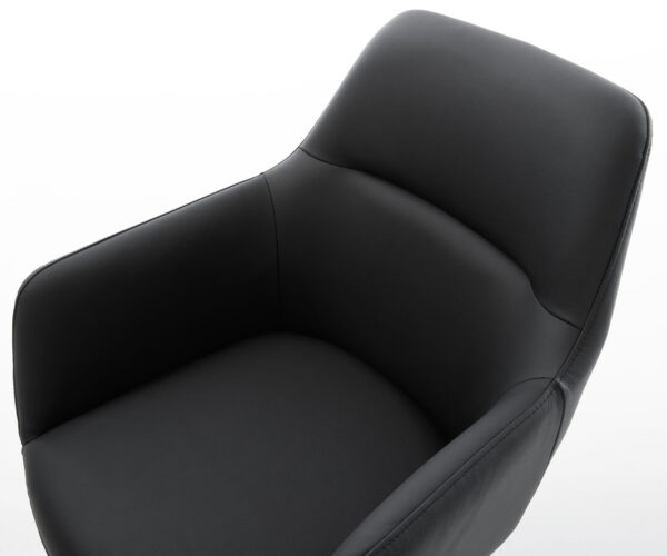 Jedálenská stolička Pejo-Flex pravá koža čierna jedálenská stolička okrúhla čierna vrecková pružina - Image 4