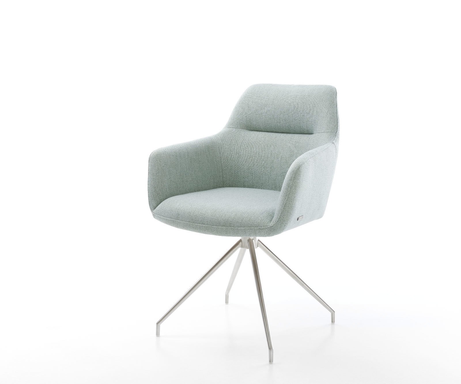 Jedálenská stolička Pejo-Flex tkanina mentolová krížová podstava zúžená nerezová oceľ vrecková pružina