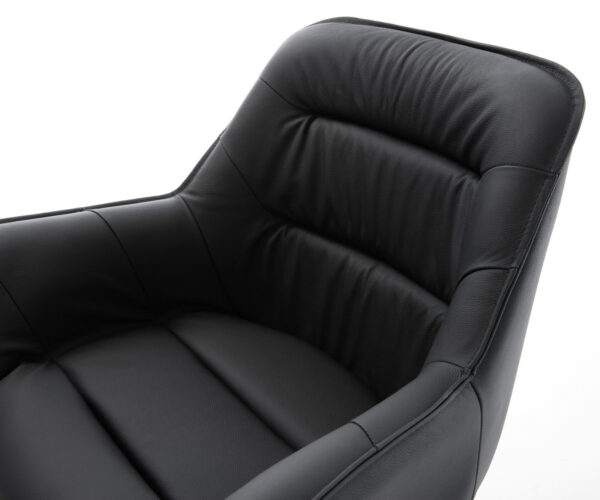 Kaira-Flex jedálenská stolička čierna pravá koža konzolová základňa okrúhla čierna - Image 4