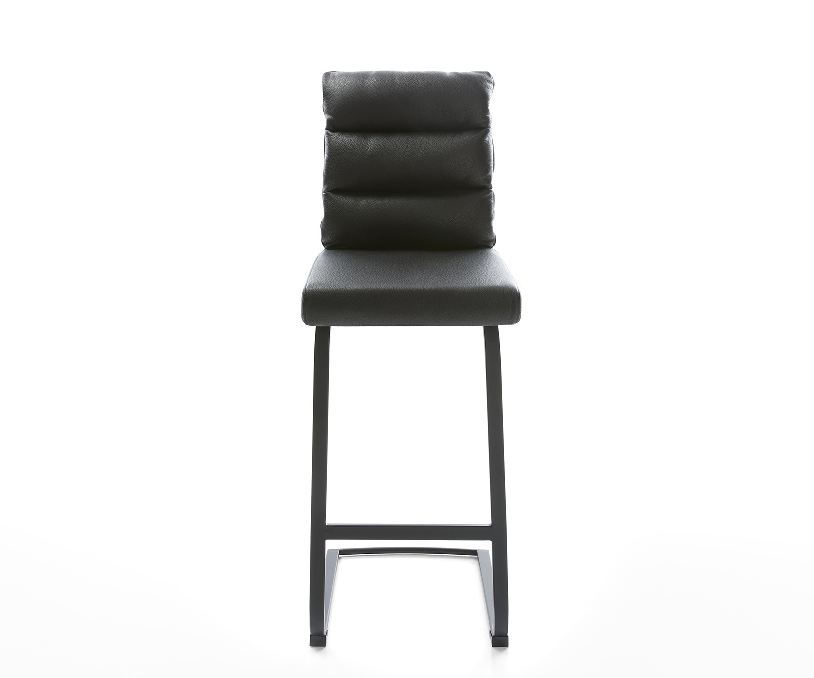 Barová stolička Pela-Flex pravá koža čierna jedálenská stolička plochý kov - Image 2