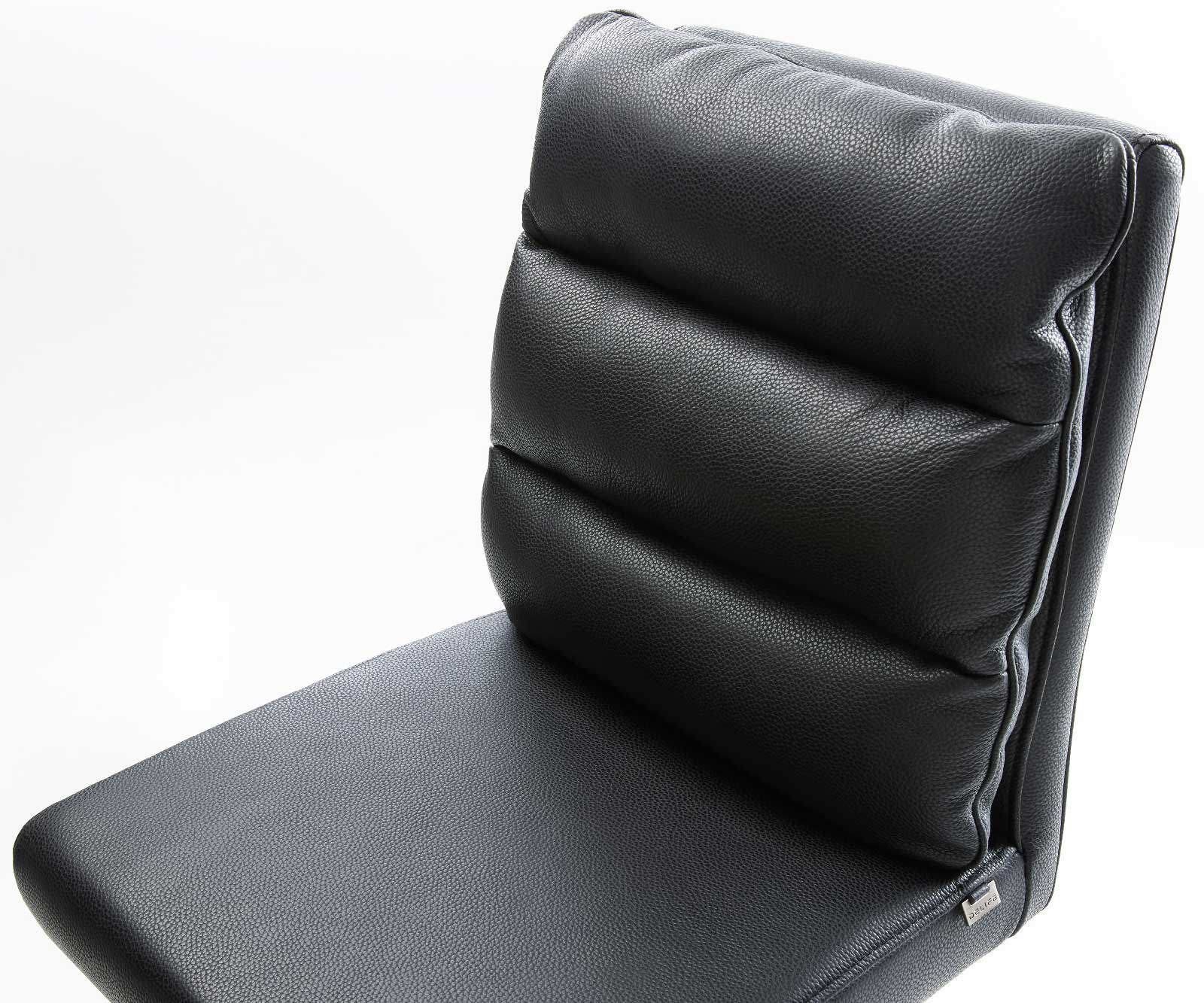 Barová stolička Pela-Flex pravá koža čierna otočná podstava výškovo nastaviteľná kov - Image 4