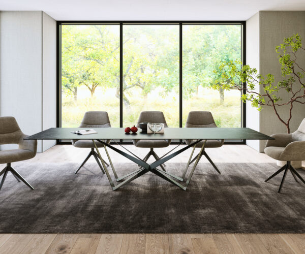 Jedálenský stôl Edge 300x100cm Laminam® keramická sivá podnož plochá oceľ čierna - Image 2