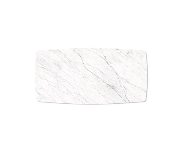 Jedálenský stôl Hrana zaoblená 200x100cm Laminam® keramická biela podnož plochá oceľ čierna - Image 4