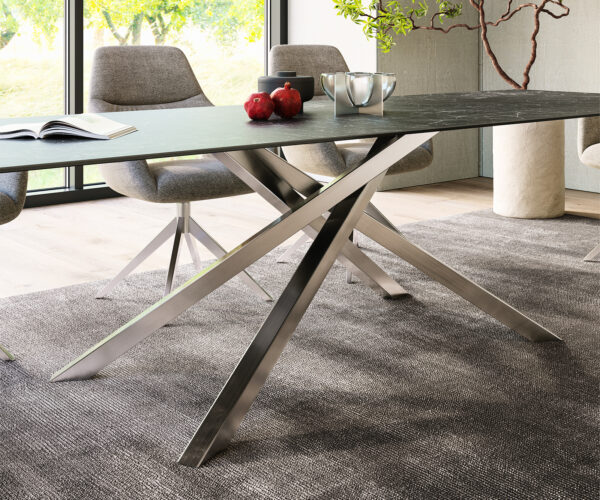 Jedálenský stôl Edge 300x100cm Laminam® keramický sivý krížová podnož strieborná - Image 7