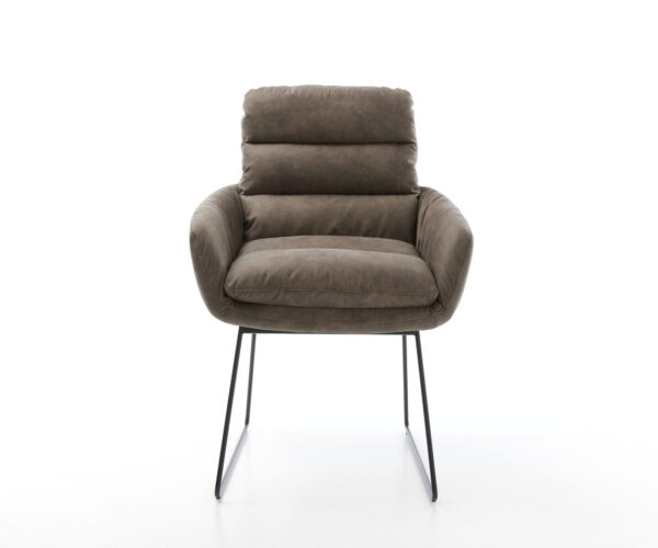 Jedálenská stolička Abelia-Flex s opierkami mikrovlákno taupe vintage tenká podstava čierna - Image 2