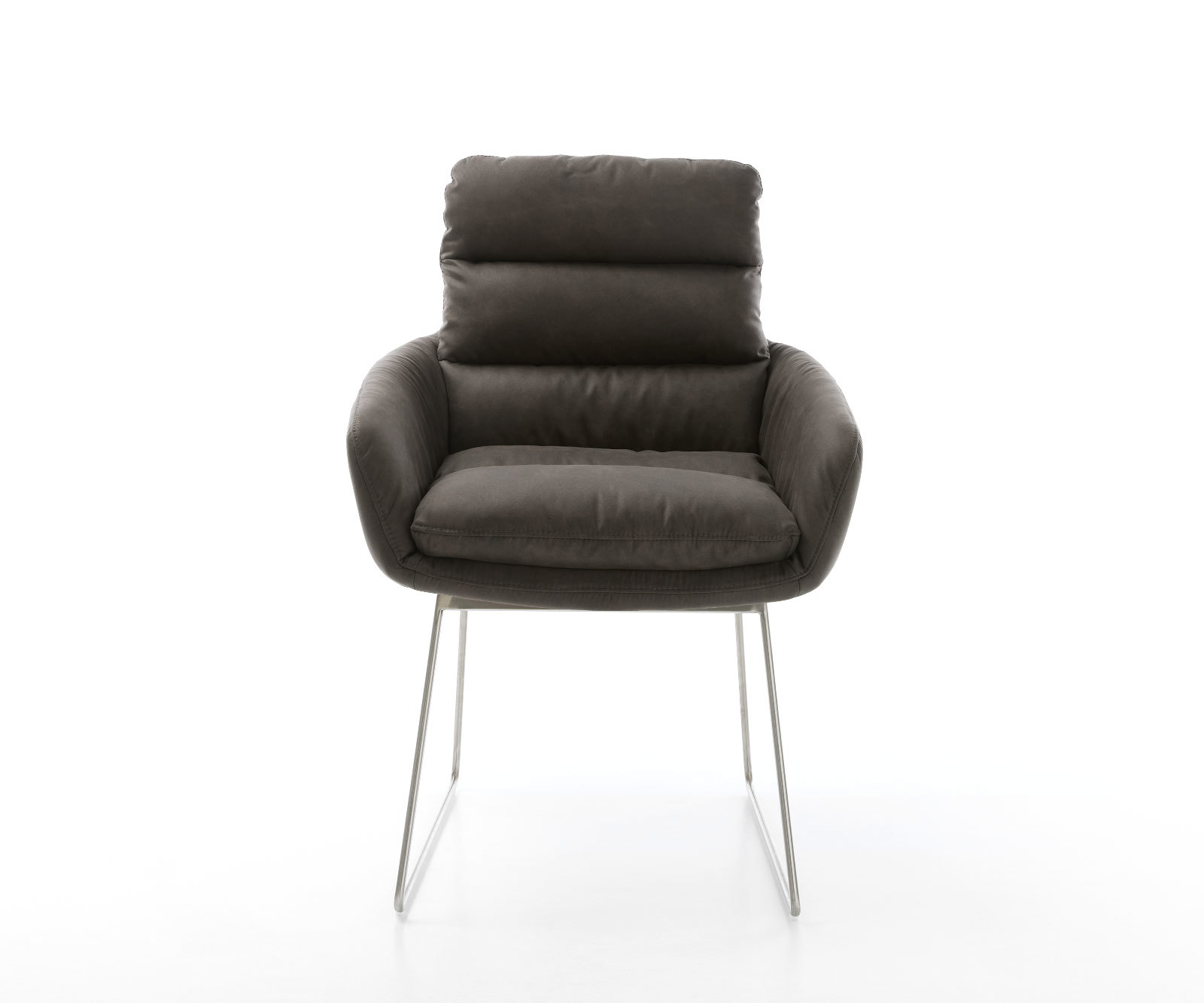 Jedálenská stolička Abelia-Flex s opierkami mikrovlákno antracitová vintage tenká podstava nerezová oceľ - Image 2