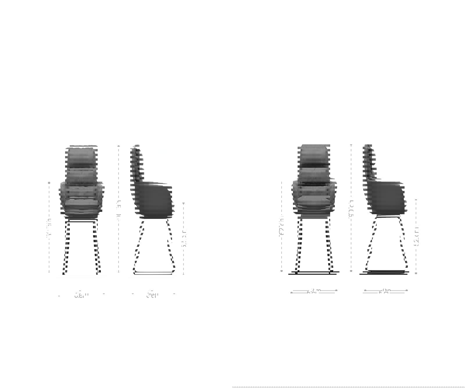 Jedálenská stolička Abelia-Flex s opierkami mikrovlákno antracitová vintage tenká podstava nerezová oceľ - Image 6