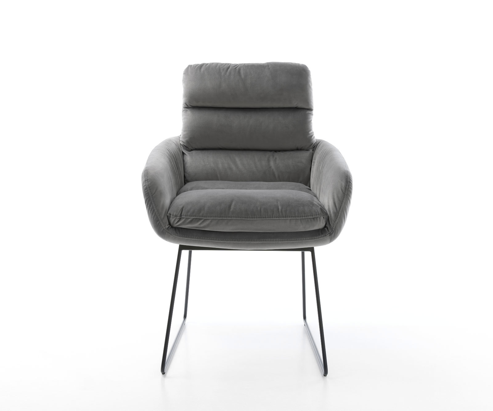 Jedálenská stolička Abelia-Flex s opierkami zamat sivá tenká podstava čierna - Image 2