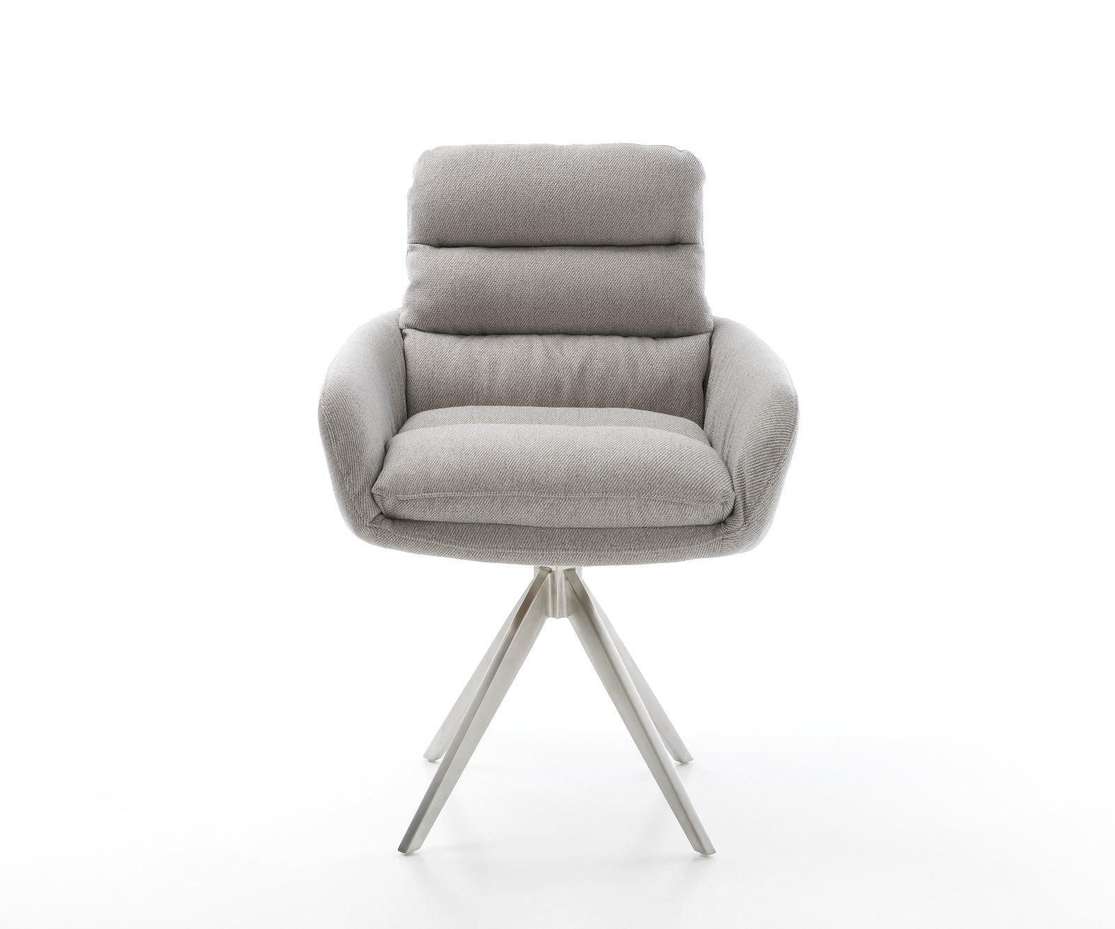 Jedálenská stolička Abelia-Flex s opierkami pruhy svetlosivá krížová podstava hranatá nerezová oceľ - Image 2