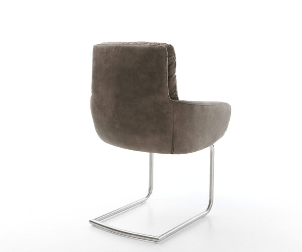 Jedálenská stolička Abelia-Flex s opierkami mikrovlákno taupe vintage jedálenská stolička okrúhla nerezová oceľ - Image 5