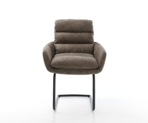 Abelia-Flex jedálenská stolička s podrúčkami taupe vintage konzolový podstavec okrúhly čierny - Image 2