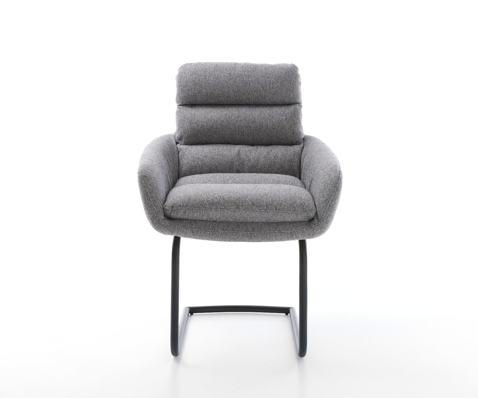 Jedálenská stolička Abelia-Flex s opierkami texturovaná látka svetlosivá jedálenská stolička okrúhla čierna - Image 2