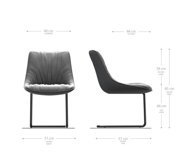 Hojdacie kreslo Elda-Flex Textured Fabric Anthracite Cantilever Round Black - Image 6